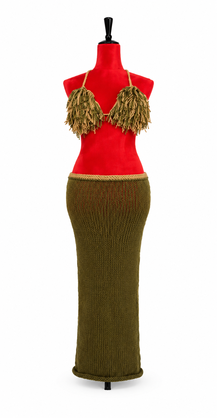 Crochet Fringe Top + Knit Maxi Skirt Set