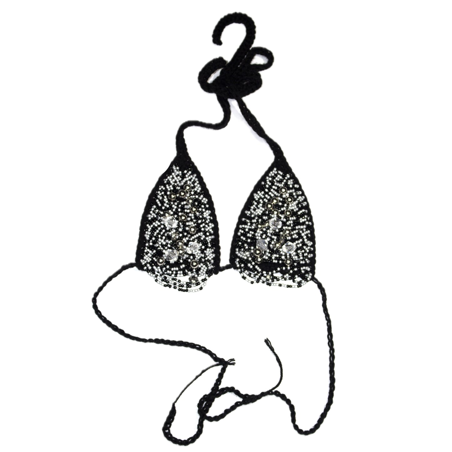 Black Beaded Bikini Top