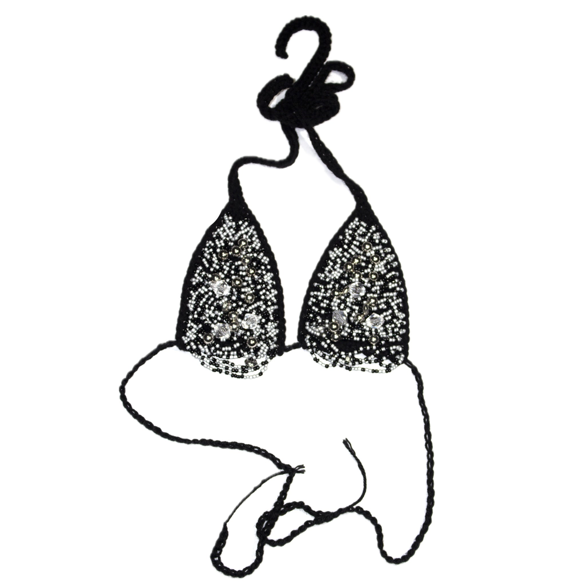 Black Beaded Bikini Top