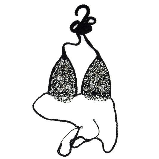 Black Beaded Bikini Top