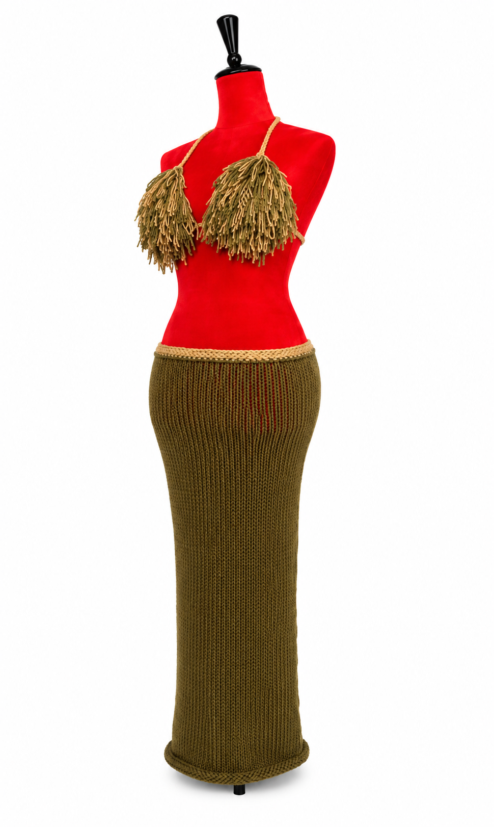 Crochet Fringe Top + Knit Maxi Skirt Set