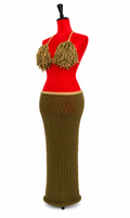 Crochet Fringe Top + Knit Maxi Skirt Set