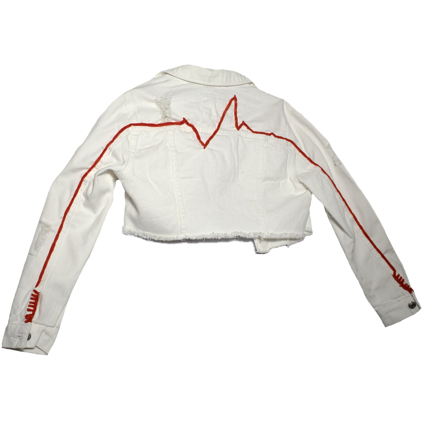 pāx reworked white denim cropped jacket